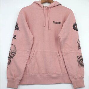 Supreme Pink Graphic Hoodie Sweatshirt With Drawstrings & Kangaroo Pocket
